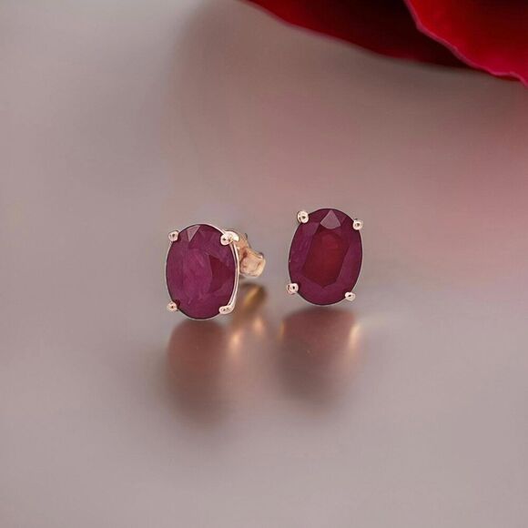 Natural Ruby Stud Earrings 14k White Gold 3.0 TCW Certified $1,390 311042 - Picture 7 of 11